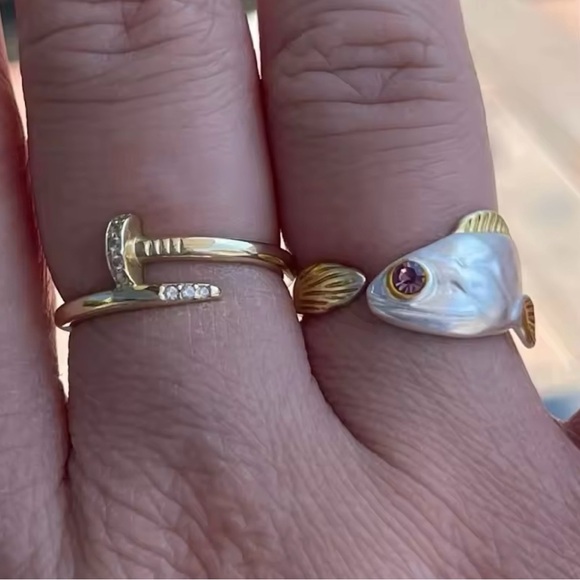 Retro koi Fish Opening Adjustable Ring Men's and Women's size 6-6.5 - Picture 2 of 3